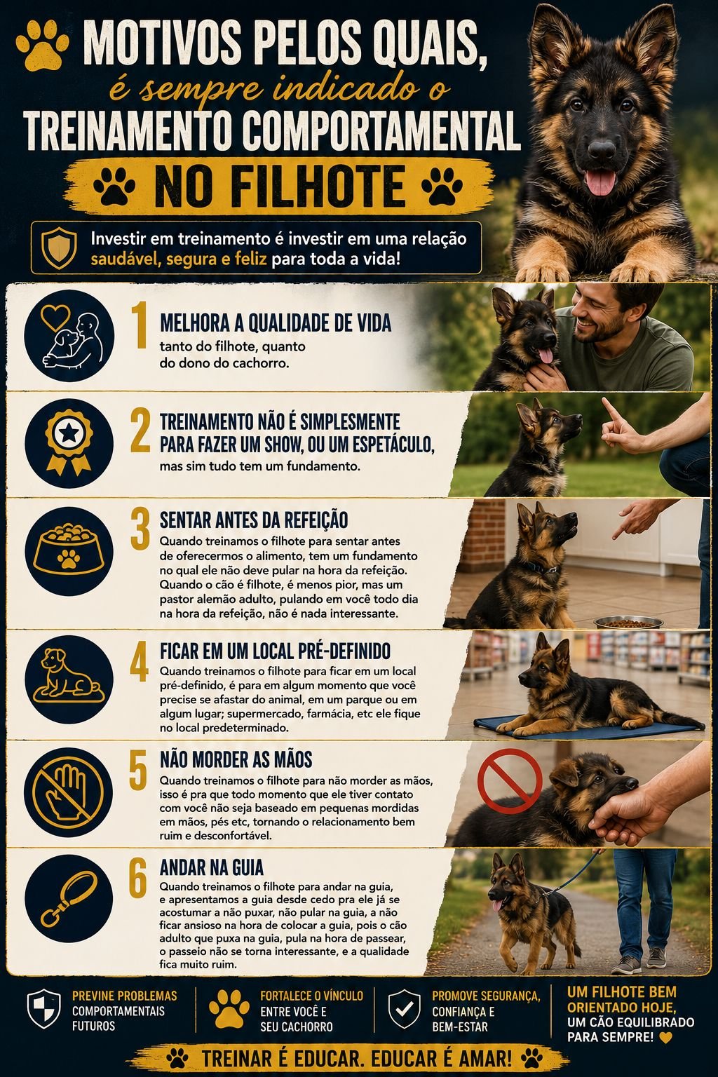Folder sobre treinamento comportamental de filhotes